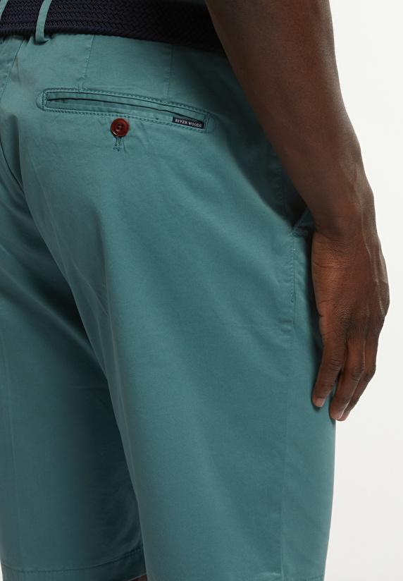 River Woods Katoenen Basic Stretch Chinoshort Opal Green