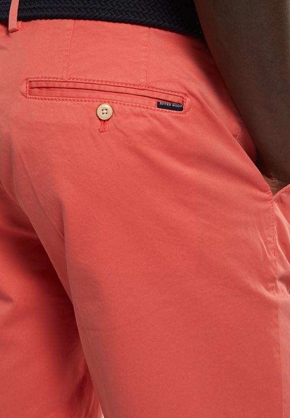 River Woods Katoenen Basic Stretch Chinoshort Pastelrood