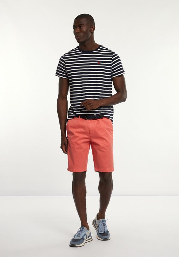 River Woods Katoenen Basic Stretch Chinoshort Pastelrood