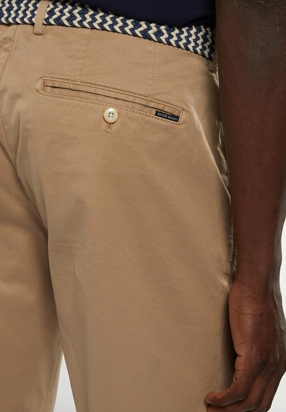 River Woods Katoenen Basic Stretch Chinoshort Wheat