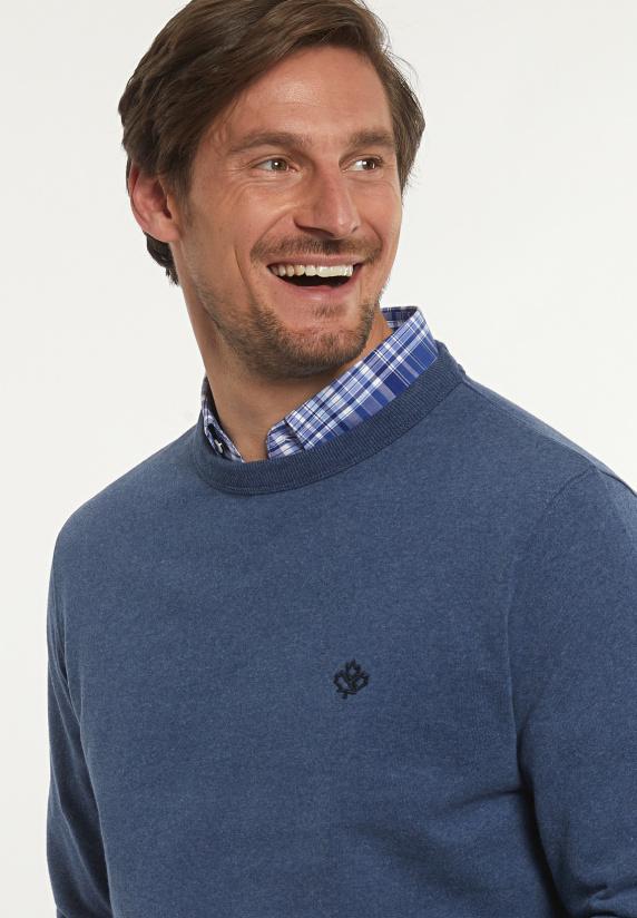 River Woods Katoenen Basic Trui Ronde Hals Dk Moonlight Mix