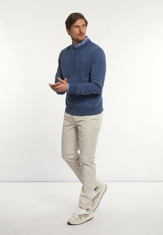 River Woods Katoenen Basic Trui Ronde Hals Dk Moonlight Mix