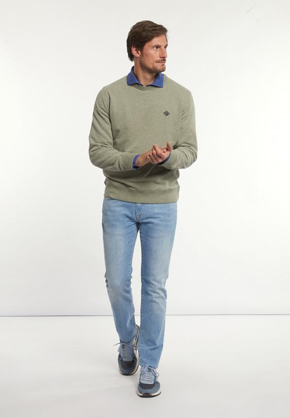 River Woods Katoenen Basic Trui Ronde Hals Jade Mix