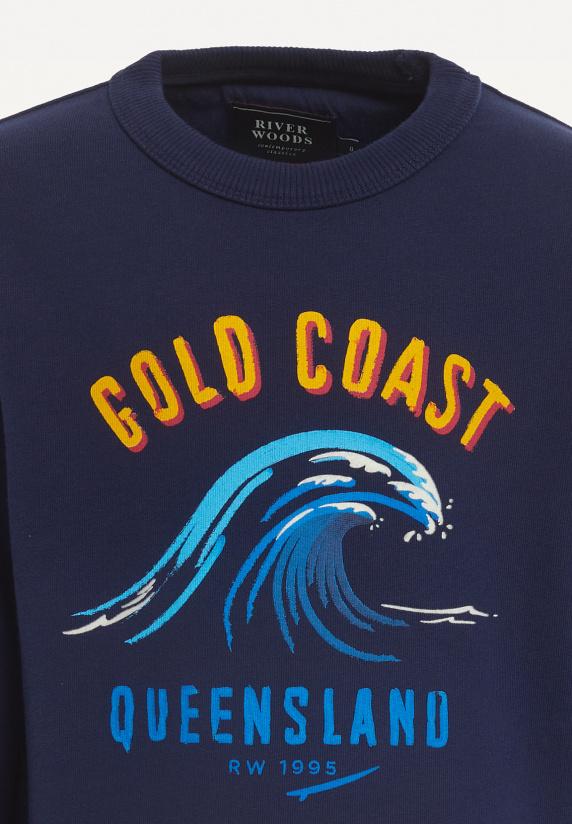 River Woods Katoenen Basic Trui Ronde Hals Midnight Blue