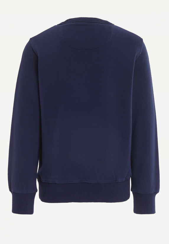 River Woods Katoenen Basic Trui Ronde Hals Midnight Blue