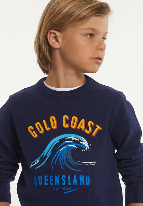 River Woods Katoenen Basic Trui Ronde Hals Midnight Blue