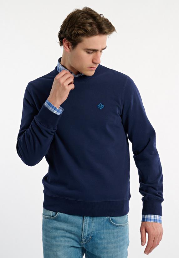 River Woods Katoenen Basic Trui Ronde Hals Midnight Blue Mix