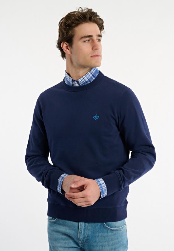 river woods Katoenen basic trui ronde hals midnight blue mix