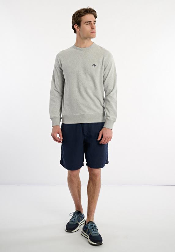 River Woods Katoenen Basic Trui Ronde Hals Pearl Grey Mix