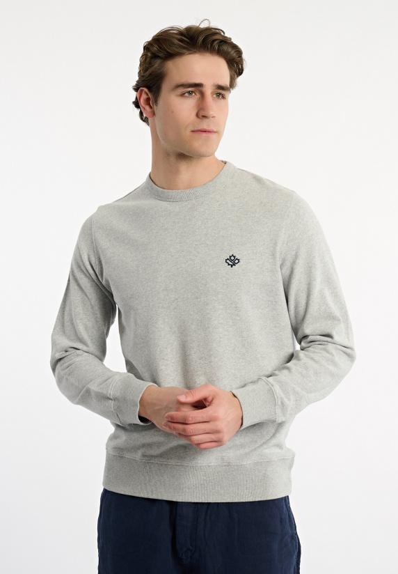 river woods Katoenen basic trui ronde hals pearl grey mix