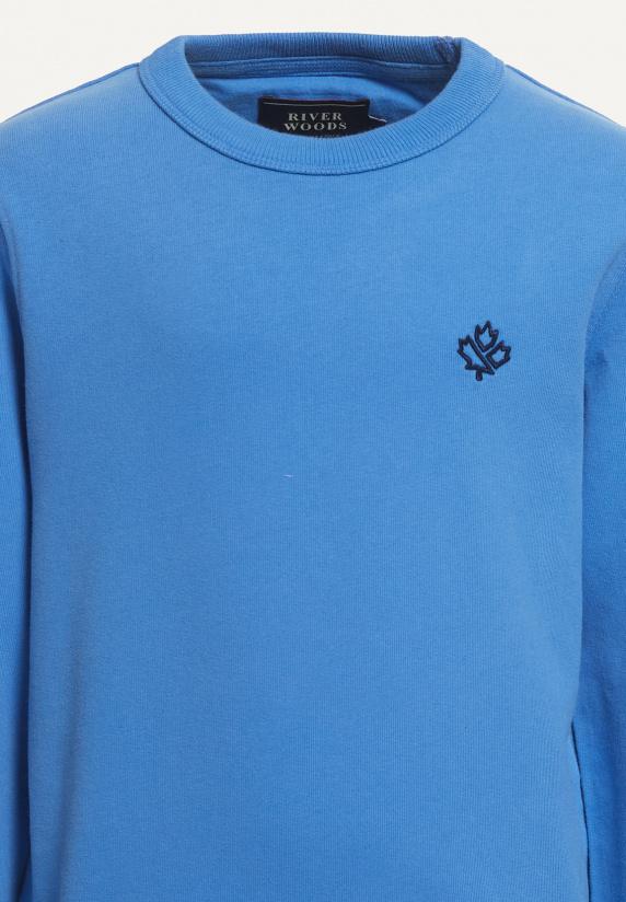 River Woods Katoenen Basic Trui Ronde Hals Soft Azure