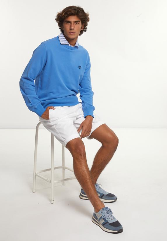 River Woods Katoenen Basic Trui Ronde Hals Soft Azure