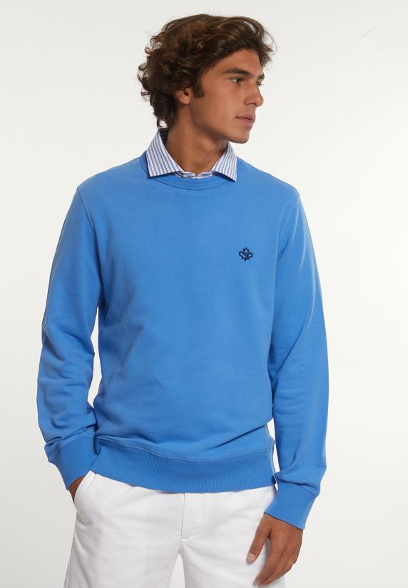 River Woods Katoenen Basic Trui Ronde Hals Soft Azure