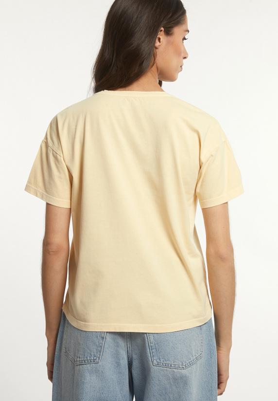 River Woods Katoenen Basic Wijde V-hals T-shirt Geel