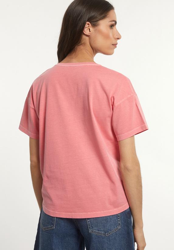 River Woods Katoenen Basic Wijde V-hals T-shirt Roze
