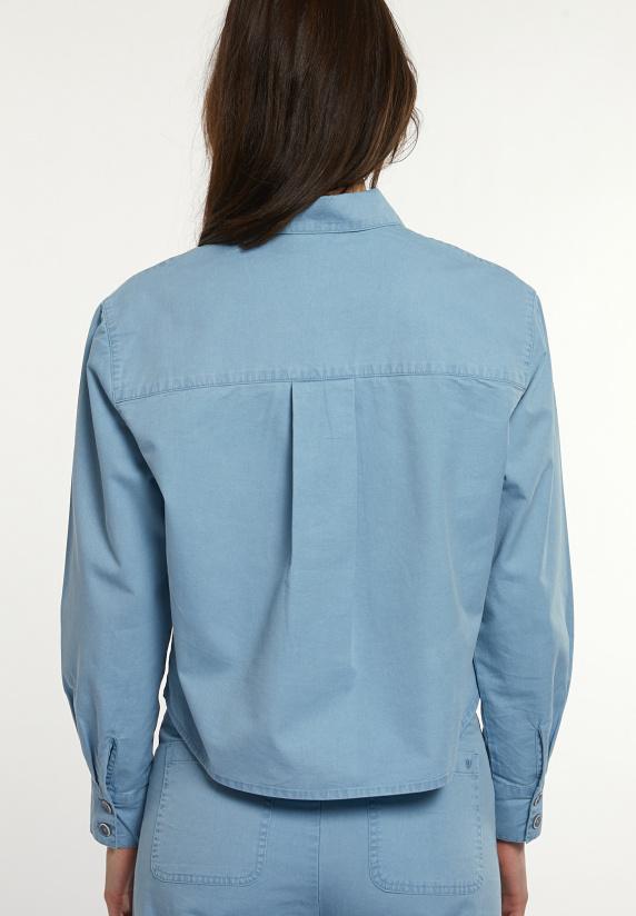 River Woods Katoenen Blouse Opgestikte Zakken Blauw