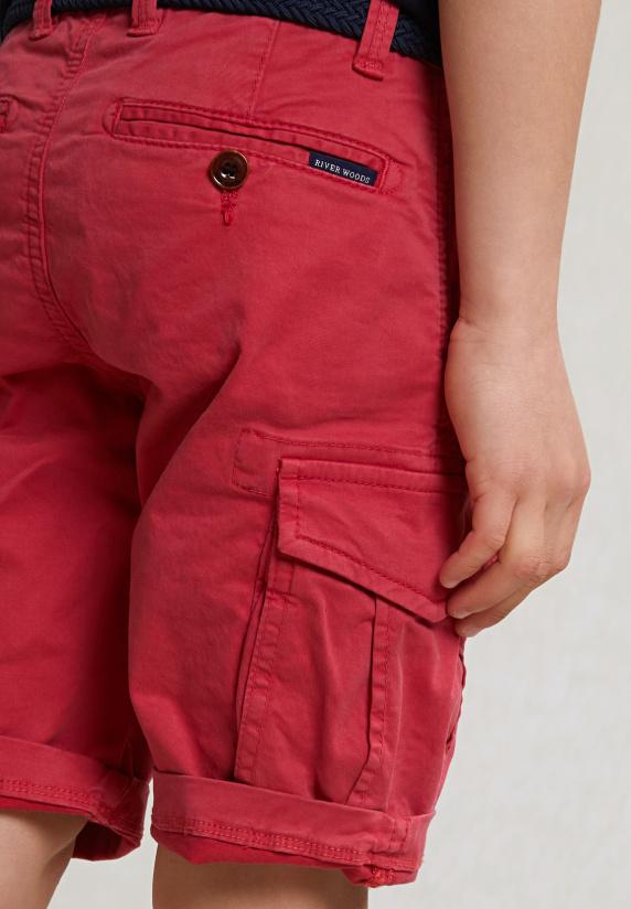 River Woods Katoenen Cargo Short Stretch Bloody Mary