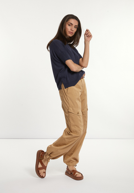 river woods Katoenen cargobroek opgestikte zakken beige