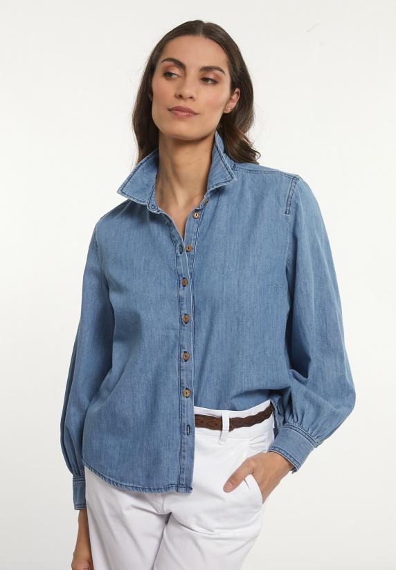 river woods Katoenen denim blouse lange mouwen blauw
