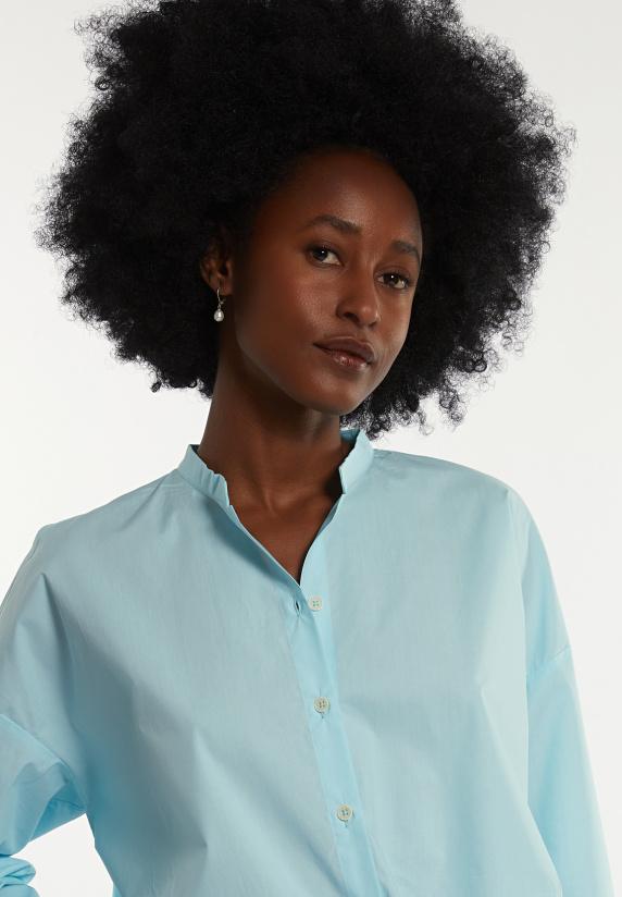 River Woods Katoenen Effen Blouse Lange Mouwen Blauw