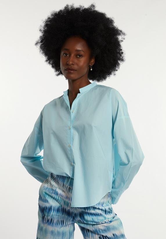 river woods Katoenen effen blouse lange mouwen blauw