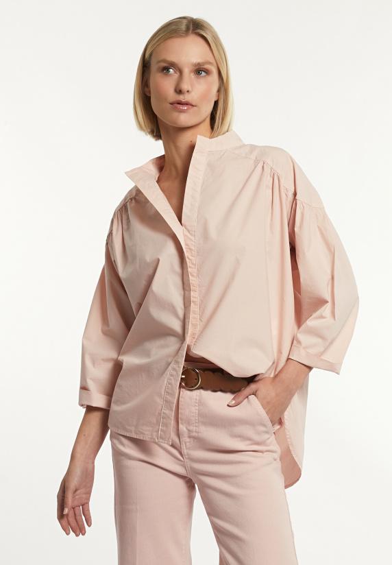 river woods Katoenen effen oversized V-hals blouse roze