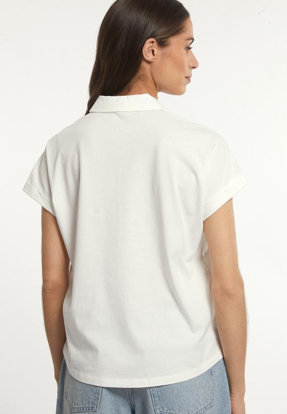 River Woods Katoenen Effen Polo T-shirt Korte Mouwen écru