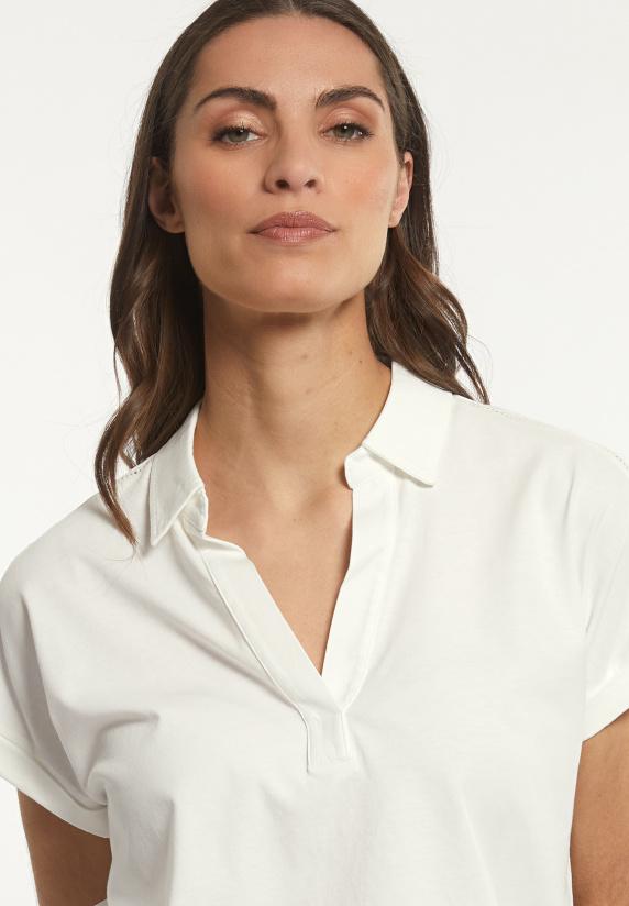 River Woods Katoenen Effen Polo T-shirt Korte Mouwen écru