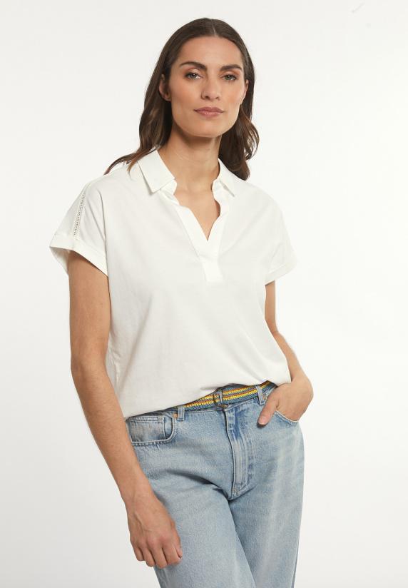 river woods Katoenen effen polo T-shirt korte mouwen écru