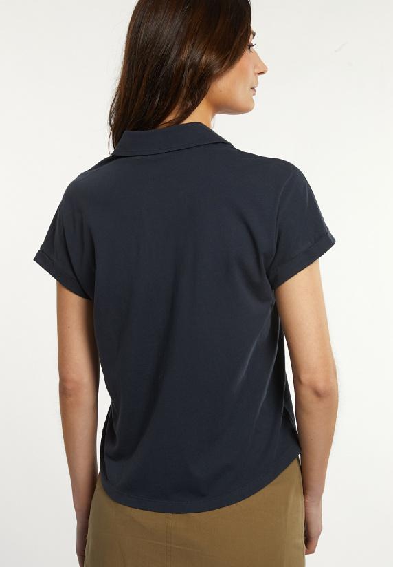 River Woods Katoenen Effen Polo T-shirt Korte Mouwen Navy
