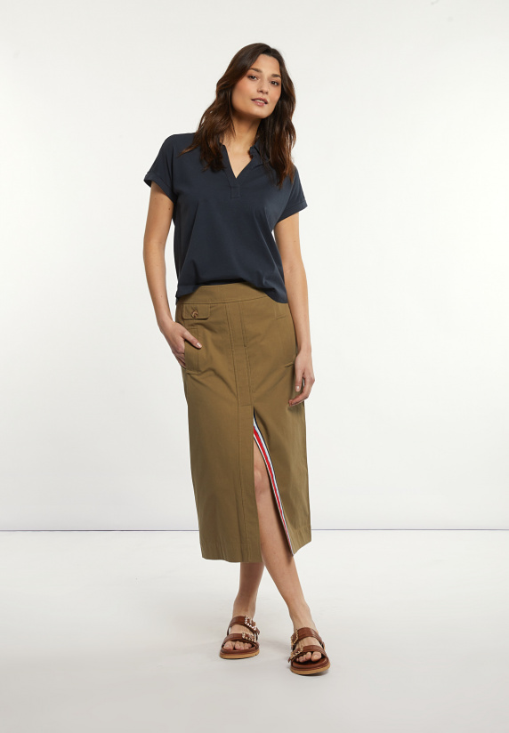 River Woods Katoenen Effen Polo T-shirt Korte Mouwen Navy