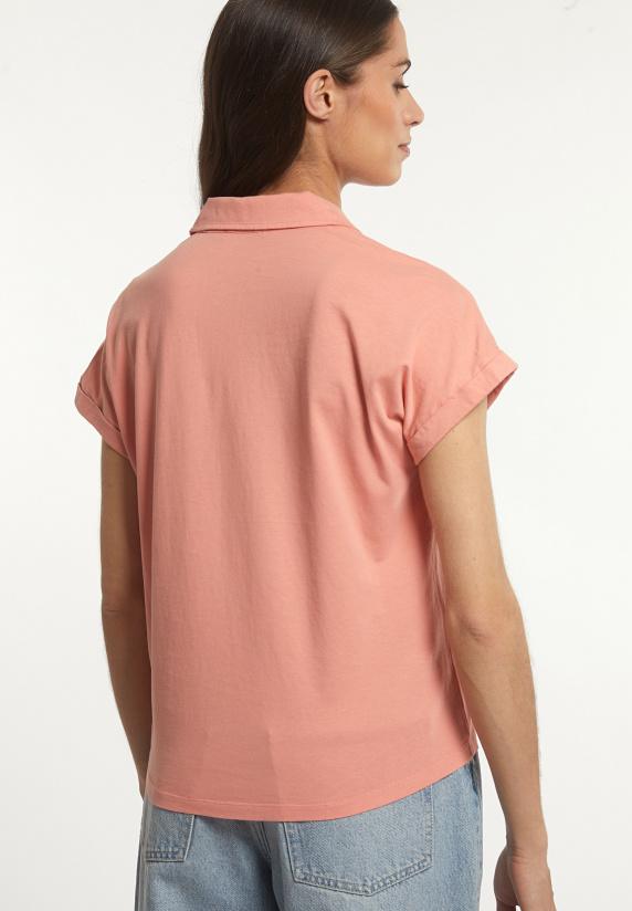 River Woods Katoenen Effen Polo T-shirt Korte Mouwen Oranje