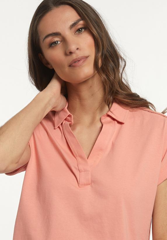 River Woods Katoenen Effen Polo T-shirt Korte Mouwen Oranje