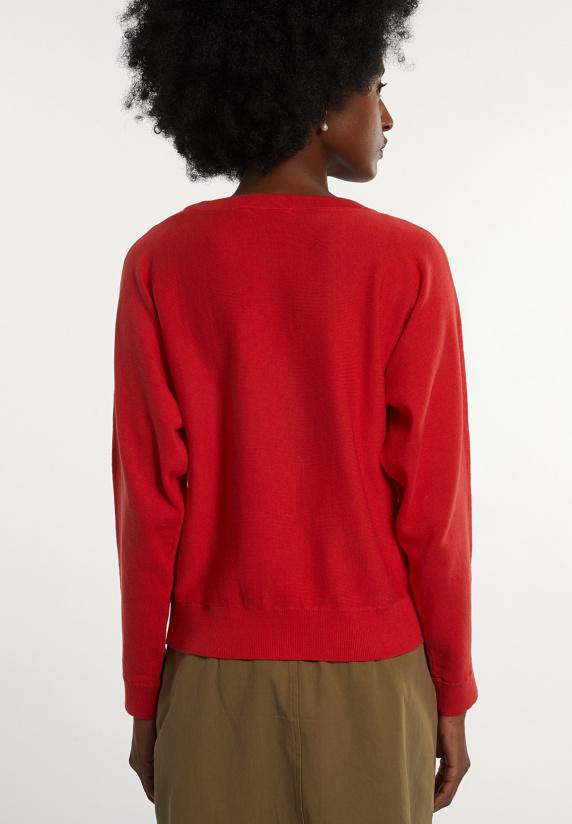 River Woods Katoenen Effen Trui Ronde Hals Lange Mouwen Rood