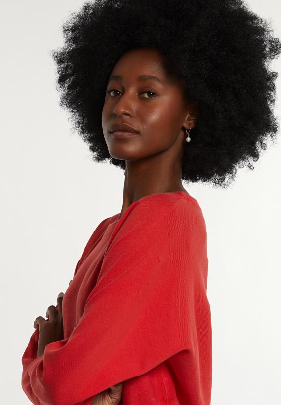 River Woods Katoenen Effen Trui Ronde Hals Lange Mouwen Rood