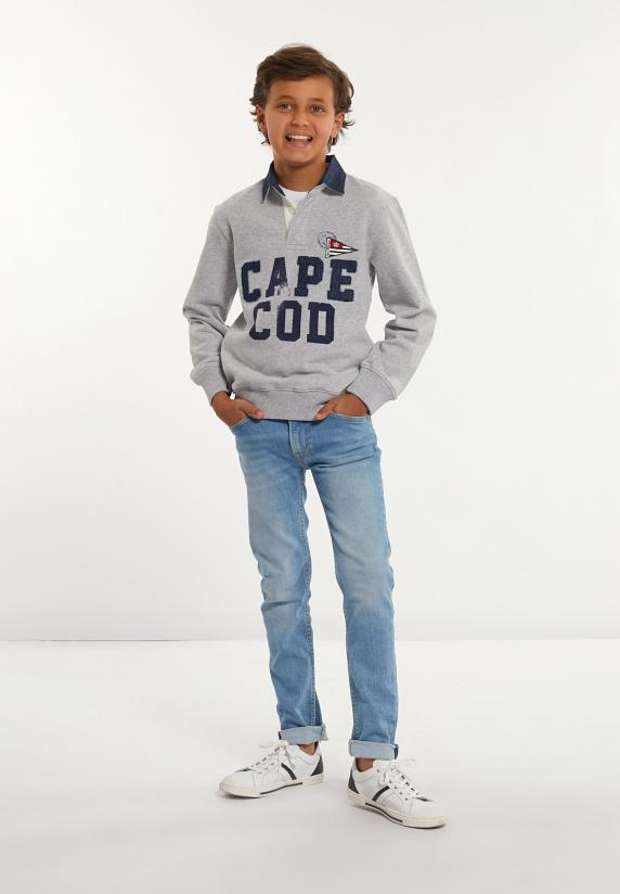 River Woods Katoenen Fancy Rugby Polotrui Pearl Grey Mix