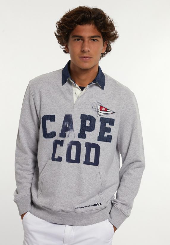 river woods Katoenen fancy rugby polotrui pearl grey mix