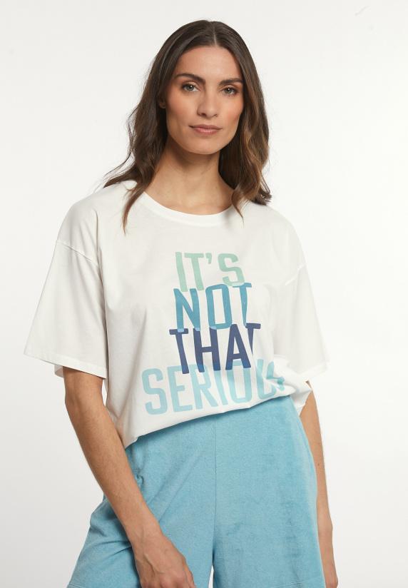 river woods Katoenen fantasie T-shirt ronde hals korte mouwen écru