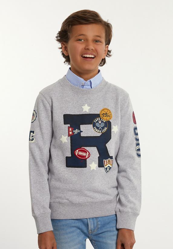 River Woods Katoenen Fantasietrui Ronde Hals Pearl Grey Mix