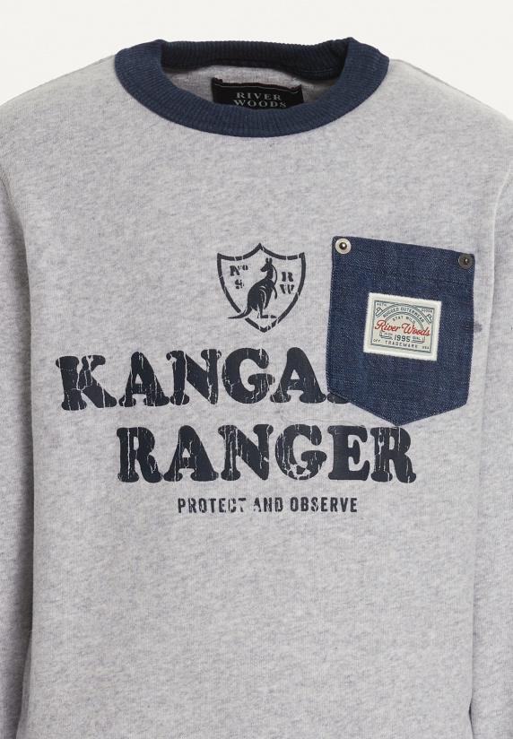 River Woods Katoenen Fantasietrui Ronde Hals Pearl Grey Mix/ Night Denim Mix