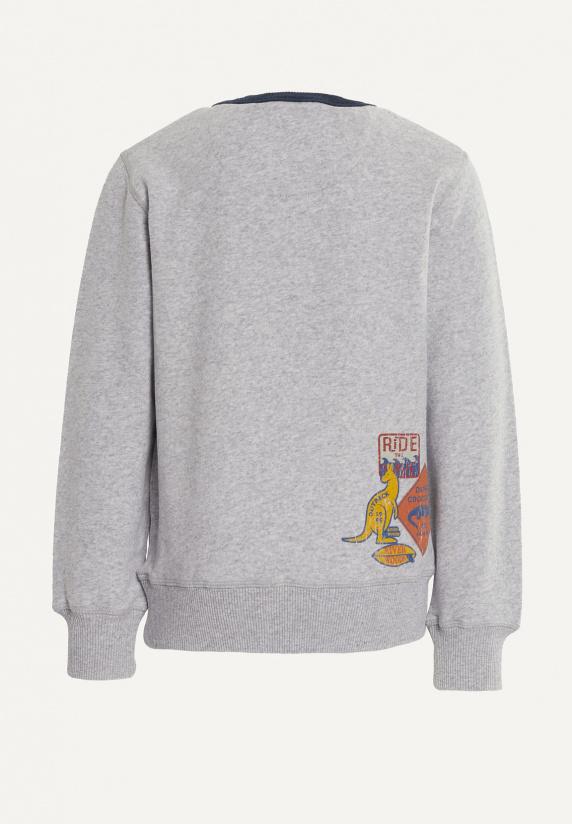 River Woods Katoenen Fantasietrui Ronde Hals Pearl Grey Mix/ Night Denim Mix