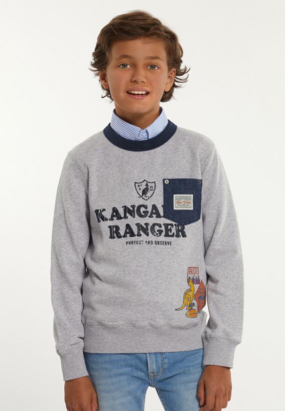 River Woods Katoenen Fantasietrui Ronde Hals Pearl Grey Mix/ Night Denim Mix