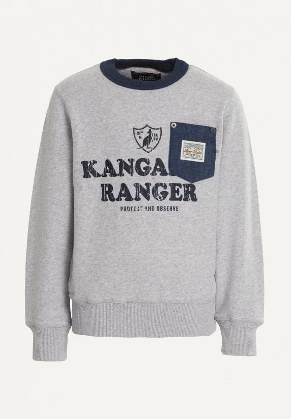 river woods Katoenen fantasietrui ronde hals pearl grey mix/ night denim mix