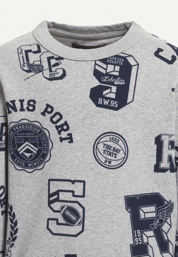 River Woods Katoenen Fantasietrui Ronde Hals Pearl Grey Mix