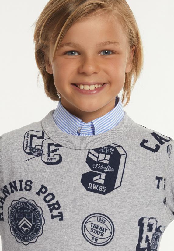 River Woods Katoenen Fantasietrui Ronde Hals Pearl Grey Mix