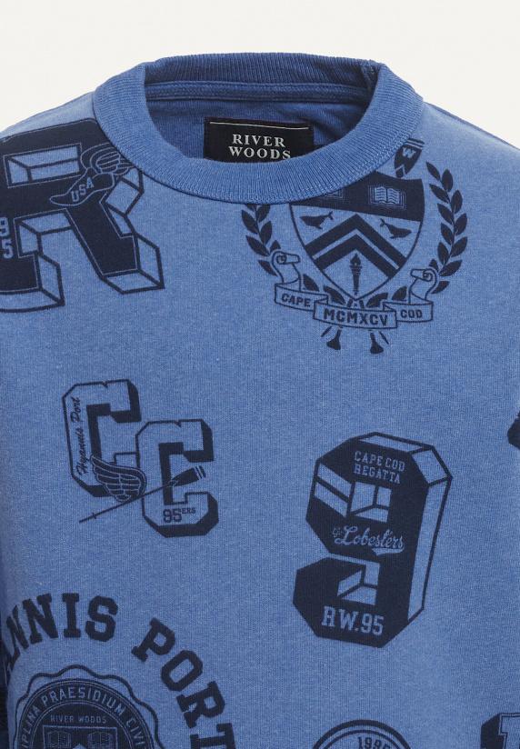 River Woods Katoenen Fantasietrui Ronde Hals Persian Blue Mix