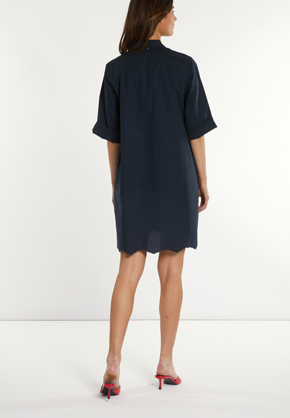 River Woods Katoenen Geborduurde Jurk Elleboogmouwen Navy