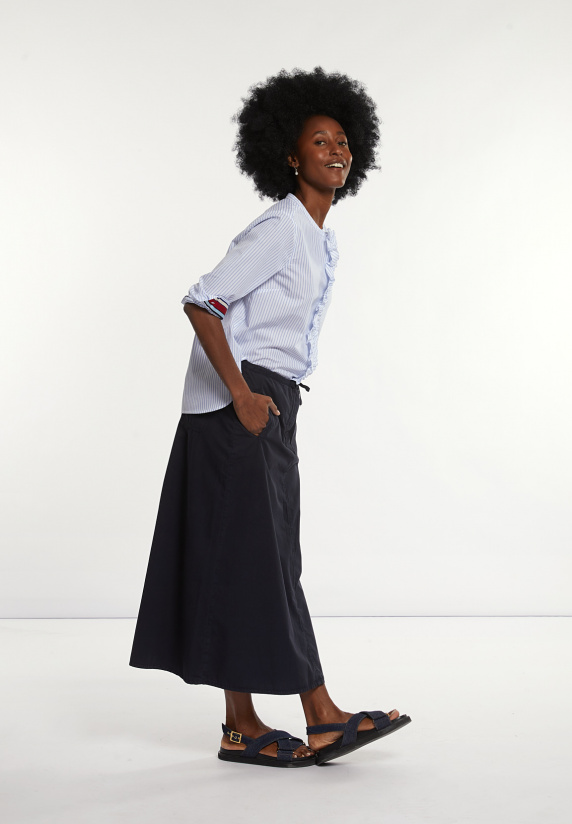 River Woods Katoenen Gestreepte Blouse Met Ruches Blauw/wit