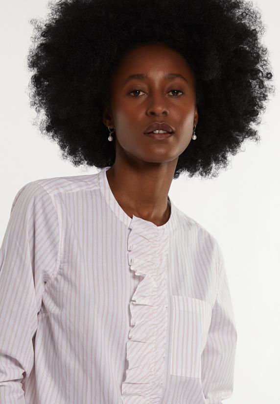 River Woods Katoenen Gestreepte Blouse Met Ruches Roze/wit