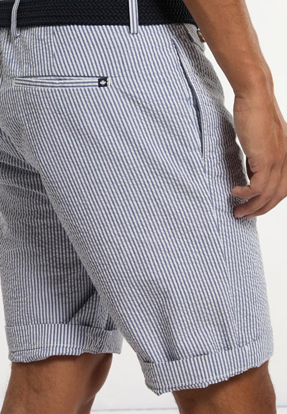 River Woods Katoenen Gestreepte Chinoshort Blue/white